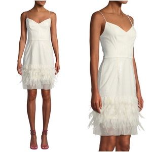 Milly Hannah Sequin Feather Mini Dress White NWT